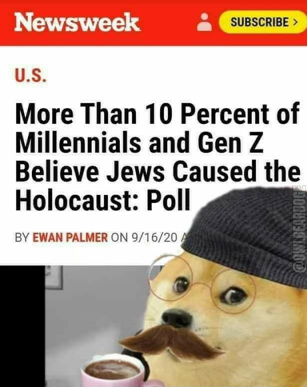 SUBSCRIBE More Than 10 Percent of Millennials and Gen Z Believe Jews Caused the Holocaust Poll BY EWAN PALMER ON 91620