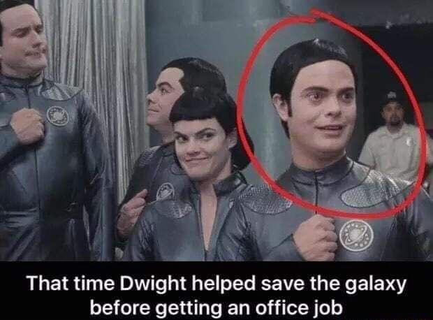 That time Dwight helped save the galaxy before getting an office job