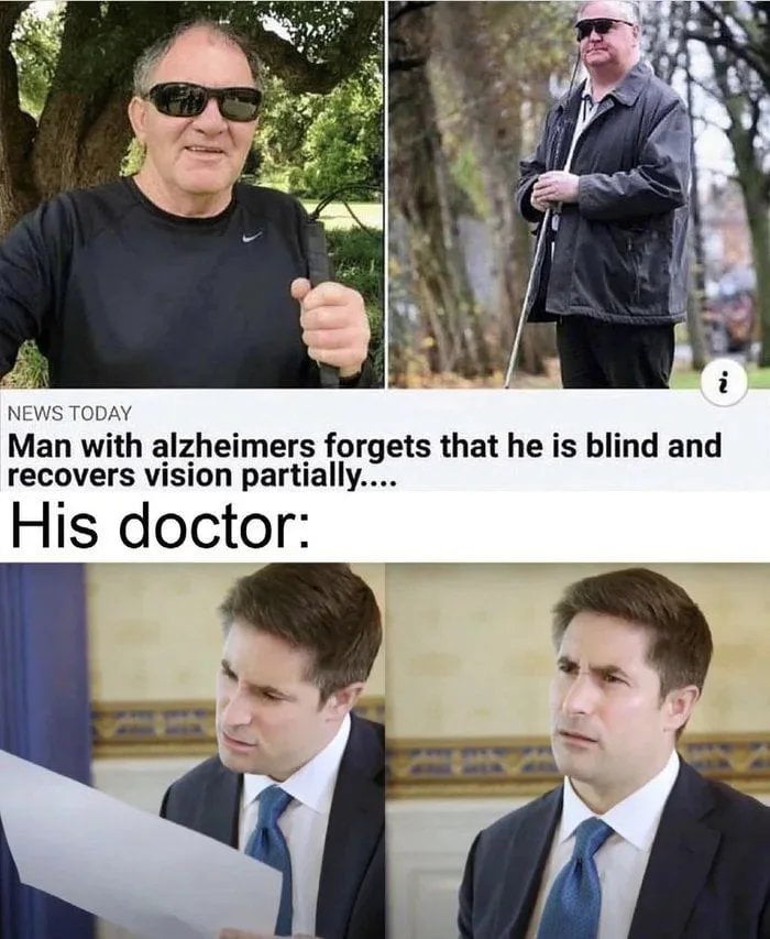 an Wlth alzheimers forgets that he is blind and recovers vision partially His doctor