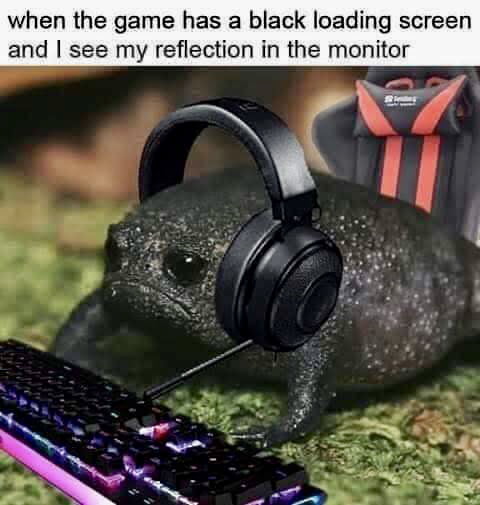 when the game has a black loading screen and see my reflection in the monitor