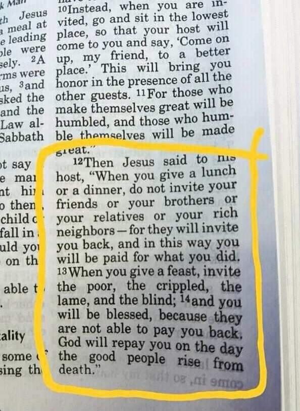 Then Jesus said to his host, 