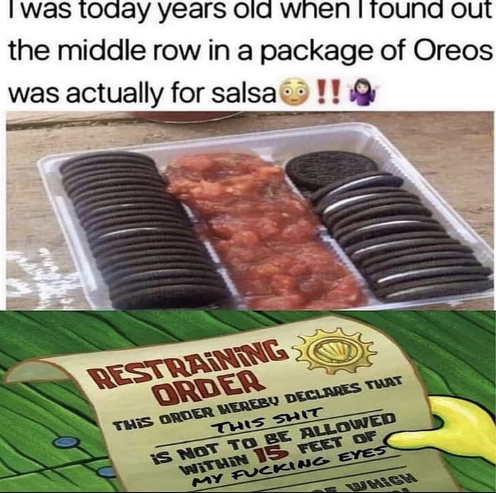 the middle row in a package of Oreos was actually for salsacs 11