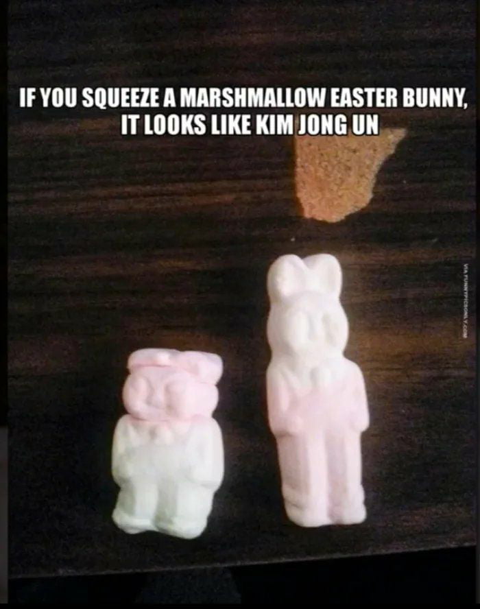 IFYOU SQUEEZE A MARSHMALLOW EASTER BUNNY ITLOOKS LIKE KIMJONG UN W