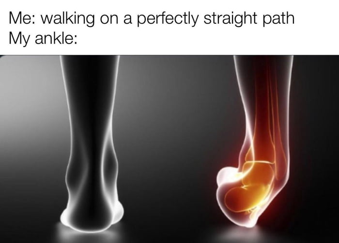 Me walking on a perfectly straight path My ankle