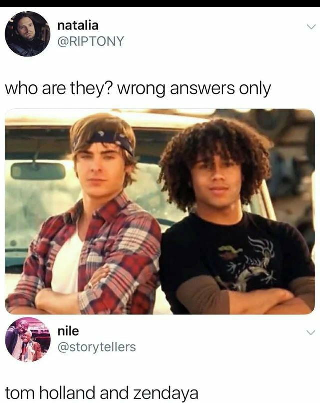 natalia RIPTONY who are they wrong answers only nile lh storytellers tom holland and zendaya