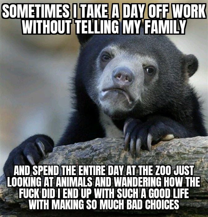 SOMETIMES iTAKERDRYOFFIWORK WITHOUTITELLING My FAMILY 7 AND SPEND THE ENTIRE DAY AT THE Z0 LOOKING AT ANIMALS AND WANDERING H 3 FUCKDID END UP WITH SUCH A GOOD LIFE WITH MAKING SO MUCH BAD CHOICES