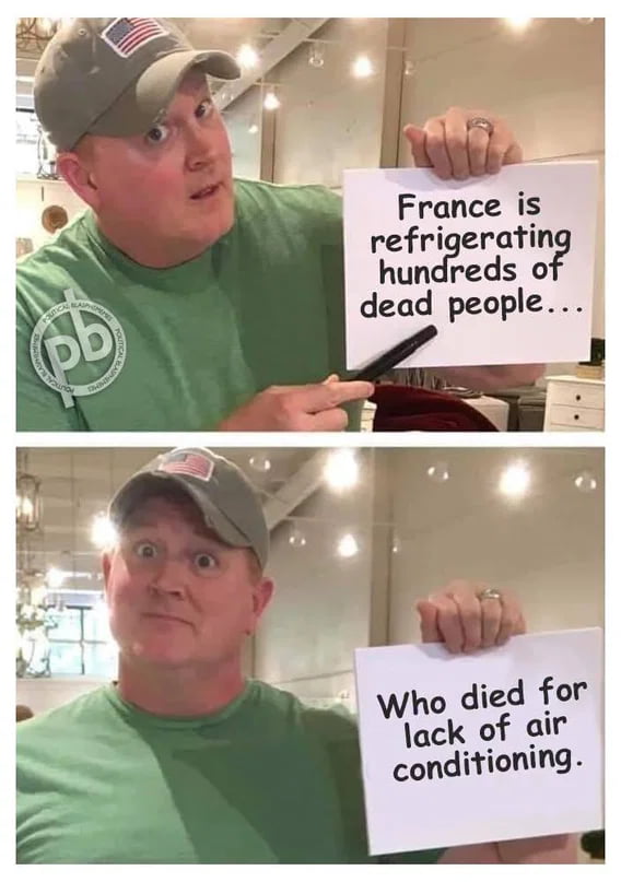 France is refrigerating hundreds of dead people... Who died for lack of air conditioning.