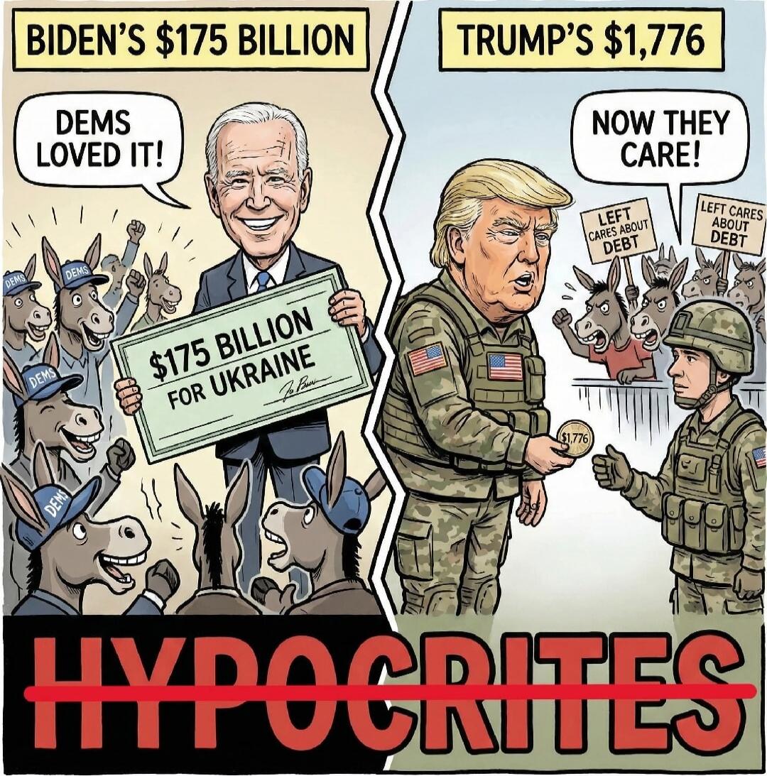 BIDEN'S $175 BILLION   TRUMP'S $1,776   DEMS LOVED IT!   $175 BILLION FOR UKRAINE   NOW THEY CARE!   HYPOCRITES