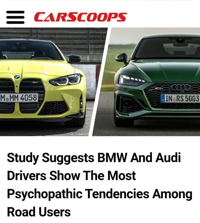 Study Suggests BMW And Audi Drivers Show The Most Psychopathic Tendencies Among Road Users