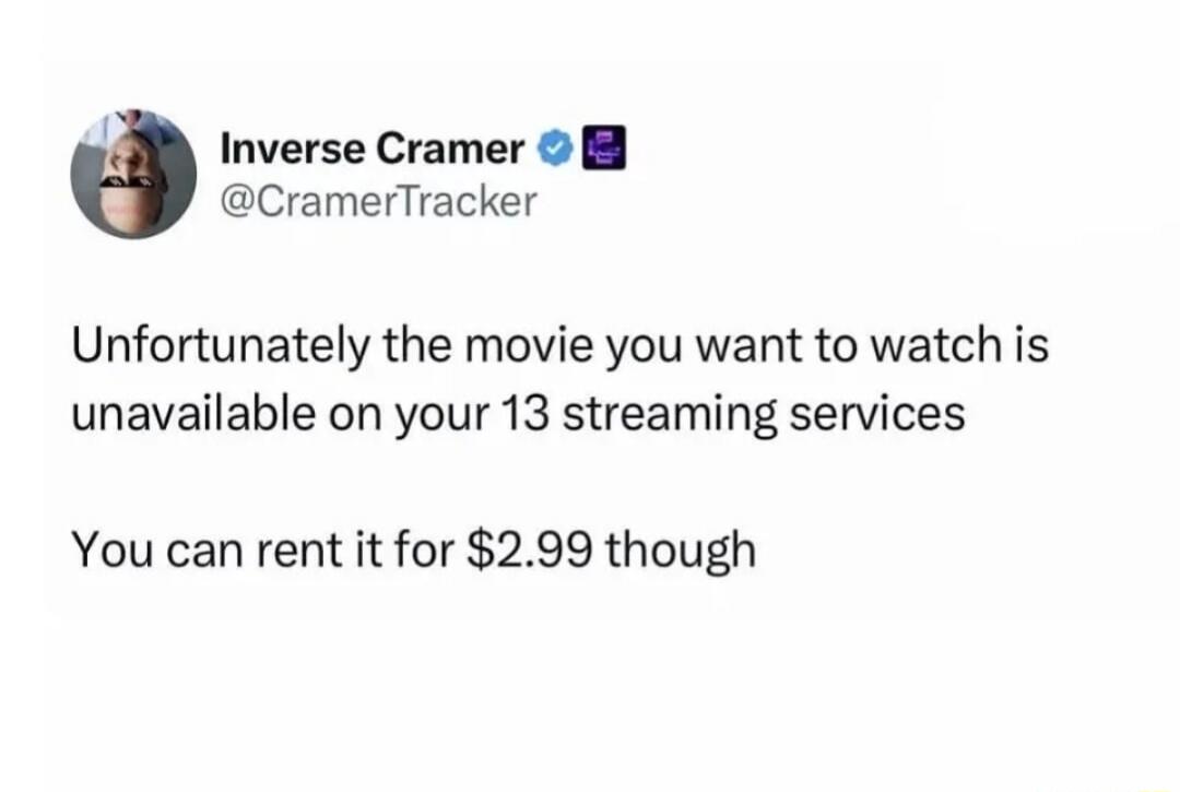 Unfortunately the movie you want to watch is unavailable on your 13 streaming services You can rent it for $2.99 though