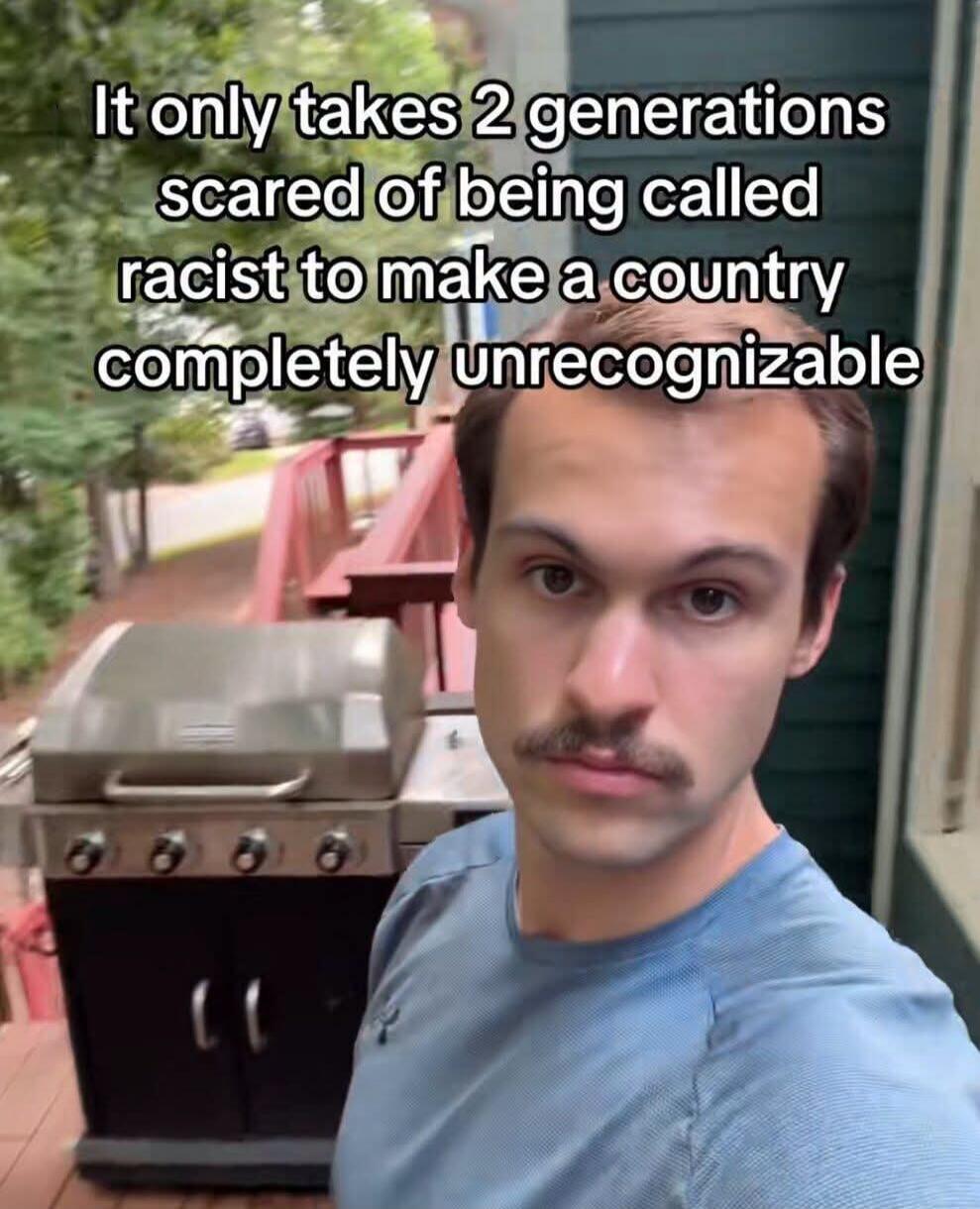 It only takes 2 generations scared of being called racist to make a country completely unrecognizable