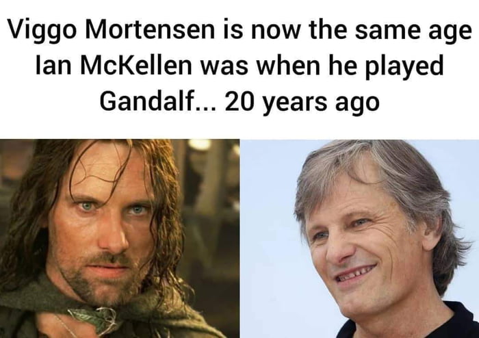 Viggo Mortensen is now the same age lan McKellen was when he played Gandalf 20 years ago