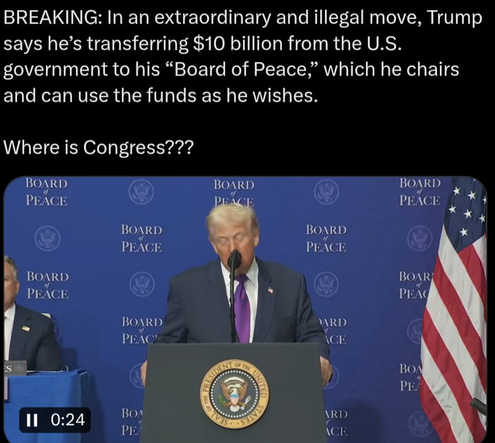 BREAKING: In an extraordinary and illegal move, Trump says he's transferring $10 billion from the U.S. government to his 