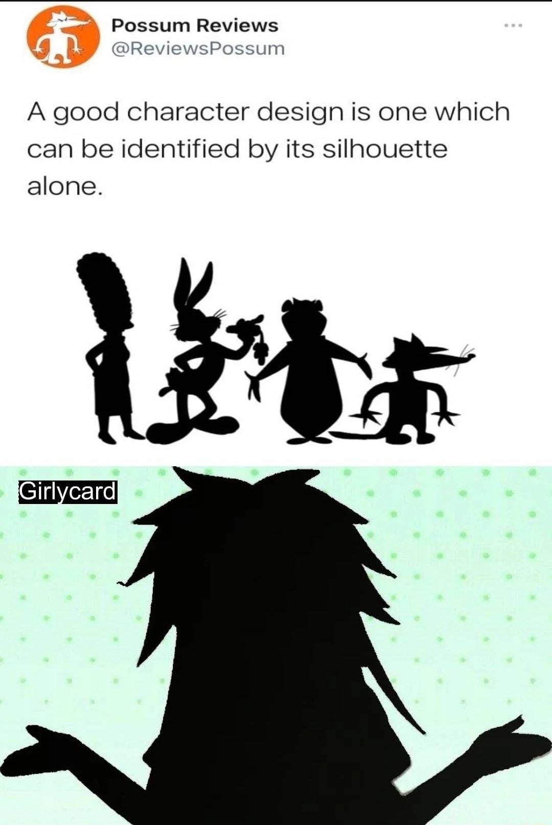 Possum Reviews DR F A good character design is one which can be identified by its silhouette alone