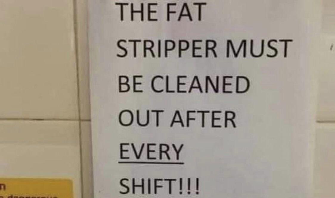 THE FAT STRIPPER MUST BE CLEANED OUT AFTER EVERY SHIFT