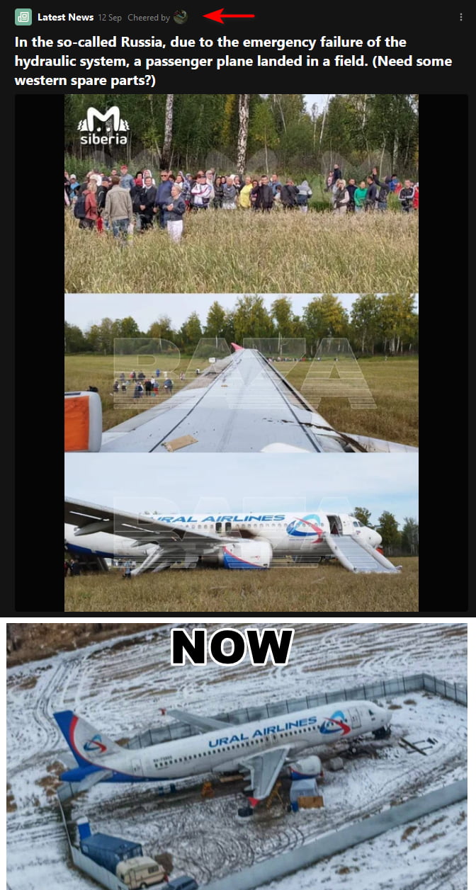 8 et In the so called Russia due to the emergency failure of the hydraulic system a passenger plane landed in a field Need some