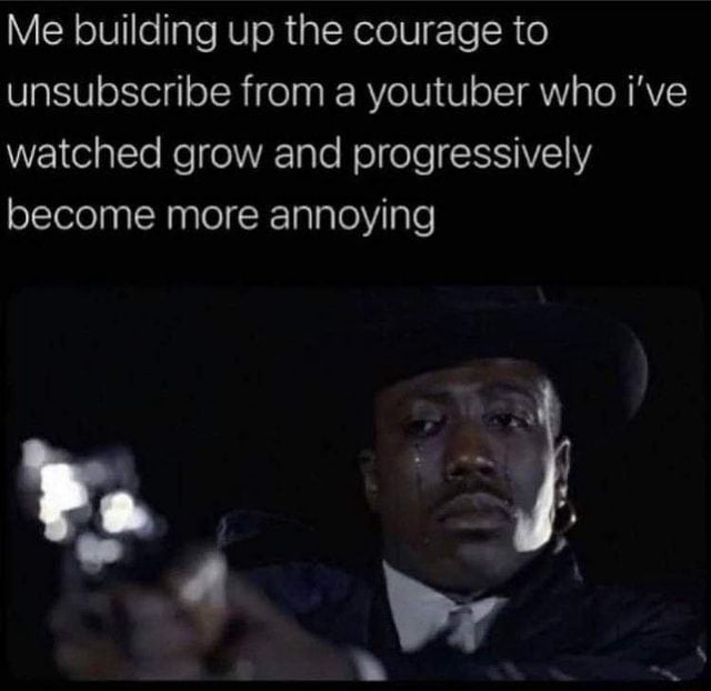 Me building up the courage to unsubscribe from a youtuber who ive WE1elalle KelelTaTe NolfoleCSIVE1Y become more annoying