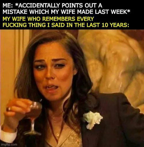 ME ACCIDENTALLY POINTS OUT A MISTAKE WHICH MY WIFE MADE LAST WEEK MY U