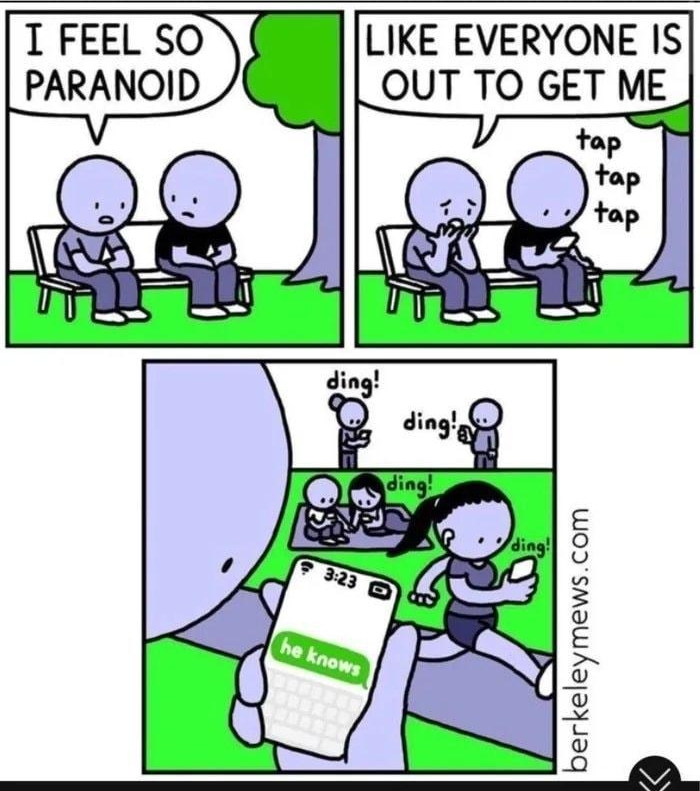 LIKE EVERYONE IS I FEEL SO PARANOID berkeleymewscom This didnt help my paranoia at all We know