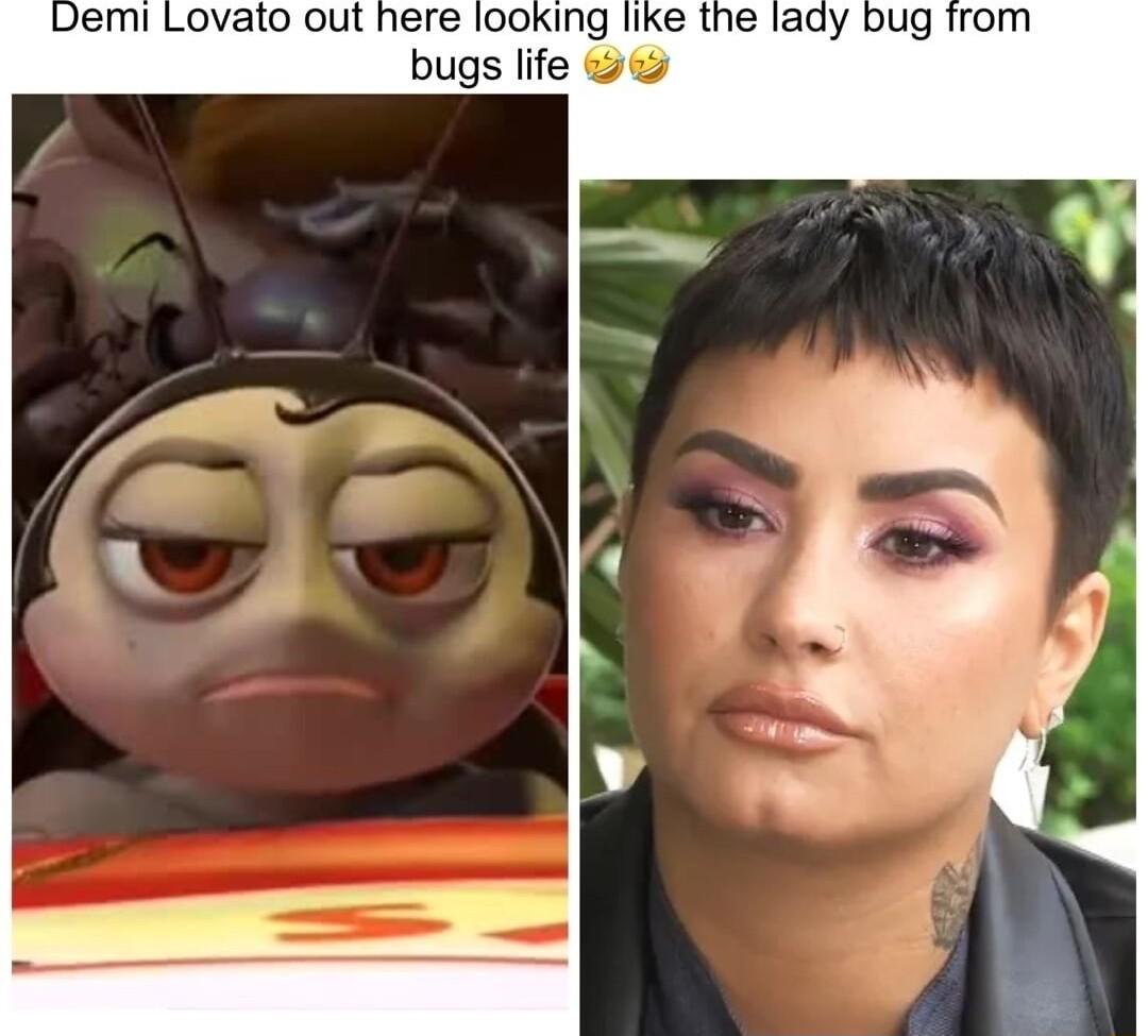Demi Lovato out here looking like the lady bug from bugs life