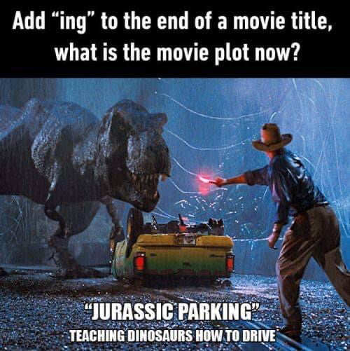 Add ing to the end of a movie title LELEER G DR I T 3 2 URRSS TEAGHING DINOSAURS