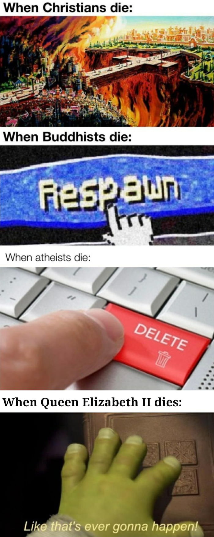 When Christians die When Buddhists die When Queen Elizabeth II dies Likhats ever gonna happen