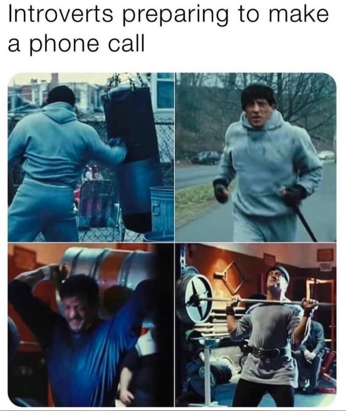 Introverts preparing to make a phone call
