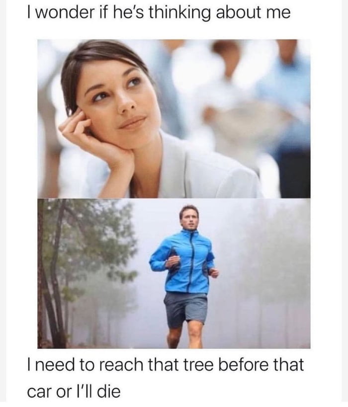 wonder if hes thinking about me A WS S T need to reach that tree before that caror Ill die