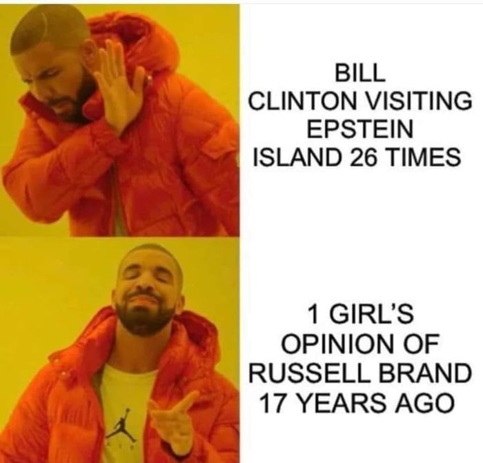 BILL CLINTON VISITING EPSTEIN ISLAND 26 TIMES 1GIRLS OPINION OF RUSSELL BRAND 17 YEARS AGO