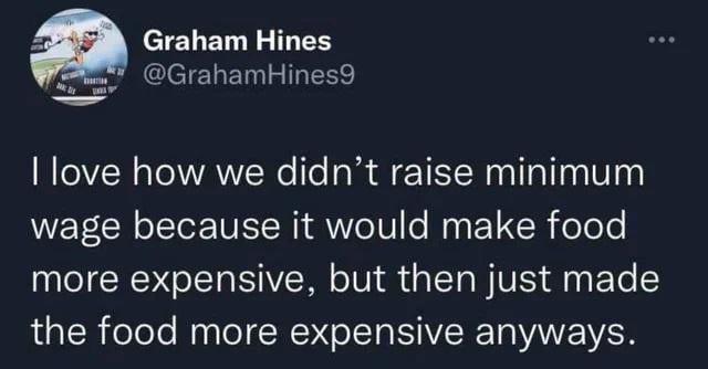 eTEREL G T TS I GrahamHines9 love how we didnt raise minimum WETCH ot INETN o1 o My s R felele more expensive but then just made LGB el Te Ml RNV N AVEVER