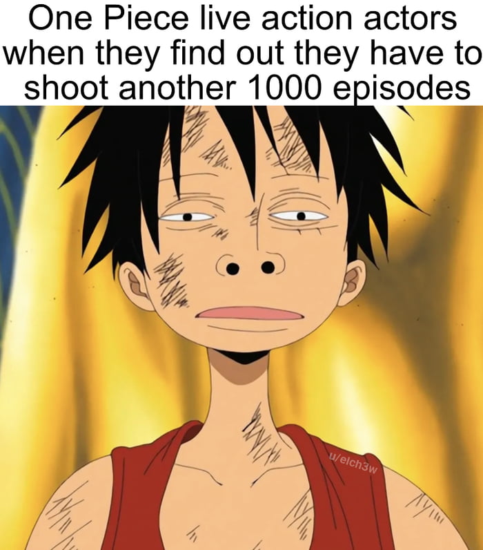One Piece live action actors when they find out they have to shoot another 1000 e isgdes