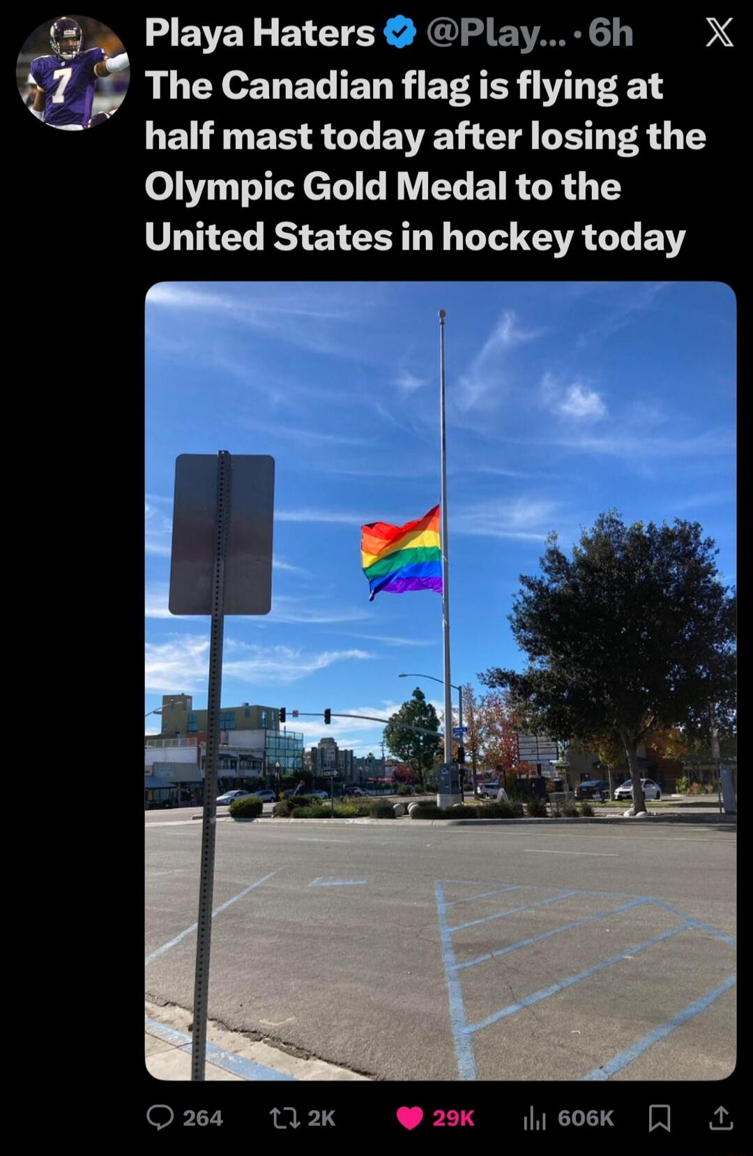 The Canadian flag is flying at half mast today after losing the Olympic Gold Medal to the United States in hockey today