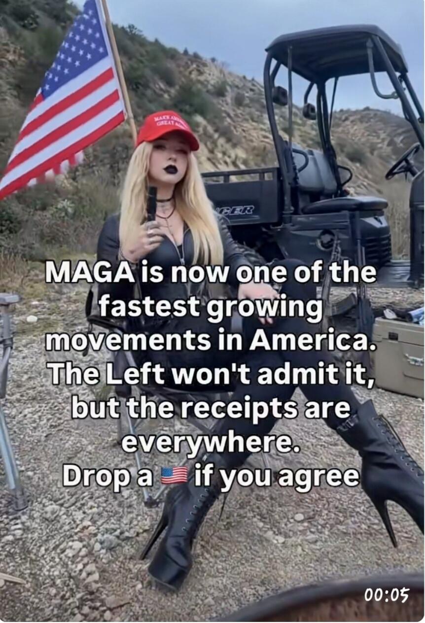 MAGA is now one of the fastest growing movements in America. The Left won't admit it, but the receipts are everywhere. Drop a 🇺🇸 if you agree