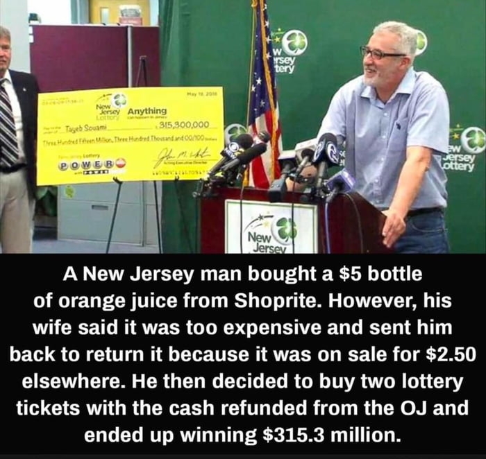 A New Jersey man bought ER N Tol i R TEUT CH TR oy Y oo Tt G 01U T AV T o 3 TES wife said it was too expensive and sent him LETH QORI NS L TR QUVE TR IR 8 T YR I T S R G T WG YT T RGO R TN AL T R 11 1 L G R GRGENEE Y NCHTHLEL R G T R GERON T T ended up winning 3153 million