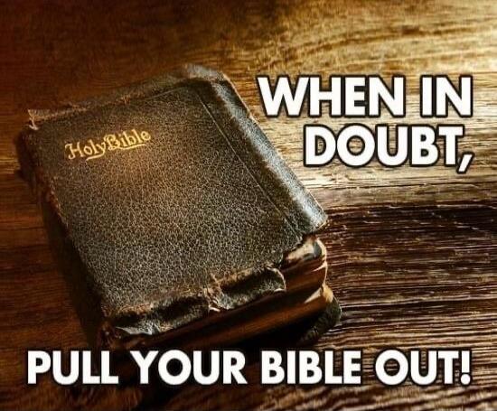 Holy Bible. When in doubt, pull your Bible out!