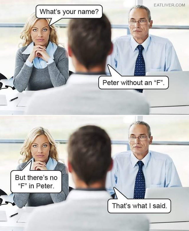 your name J But theres no Fin Peter