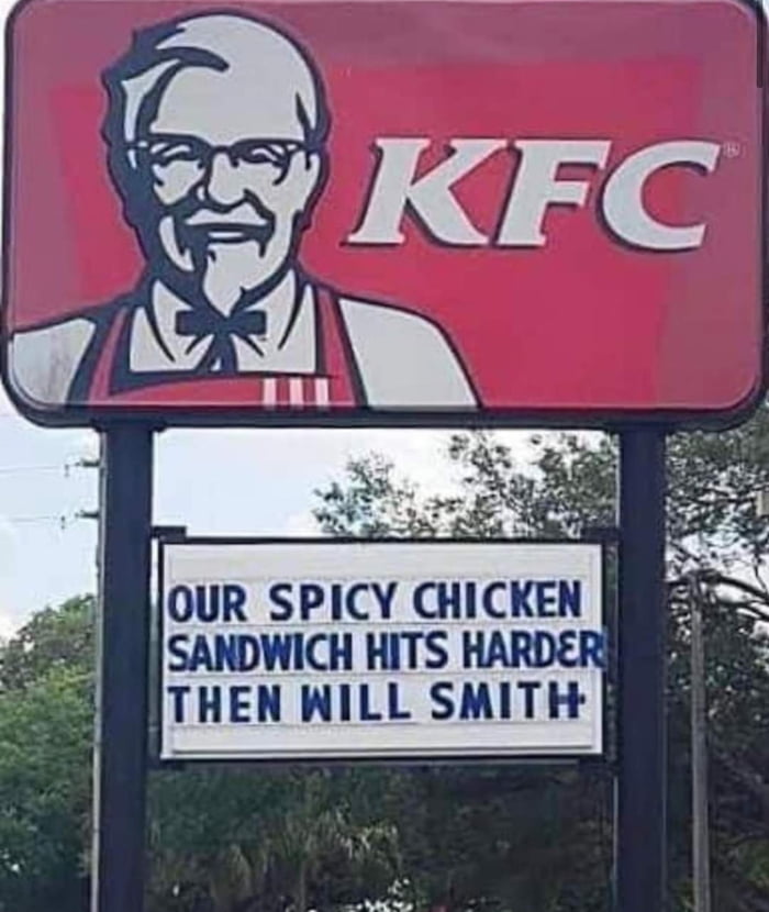 et OUR SPICY CHICKEN 447 B SANDWICH HITS HARDER 3 I THEN WILL SMITH e