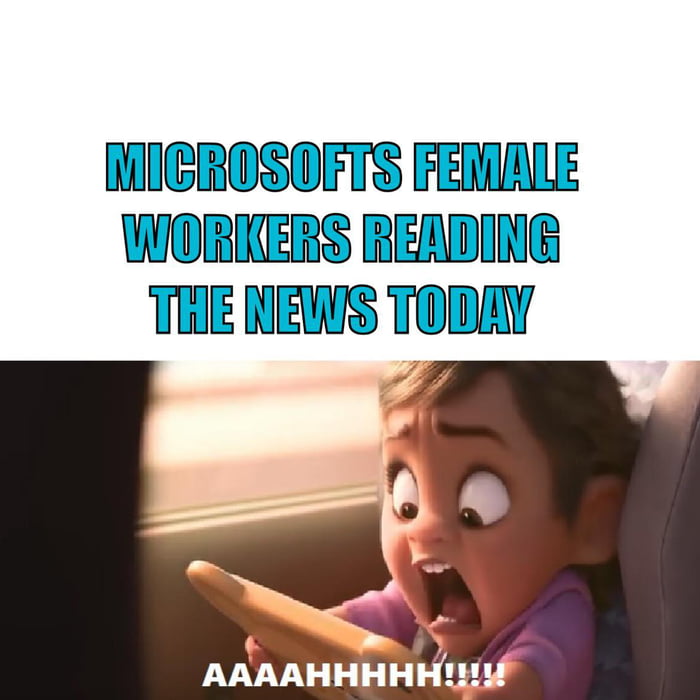 WICROSOFTS FEMALE WORIERS READING THIE NEWS TODAY 7