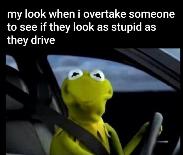 my look when i overtake someone to see if they look as stupid as they drive