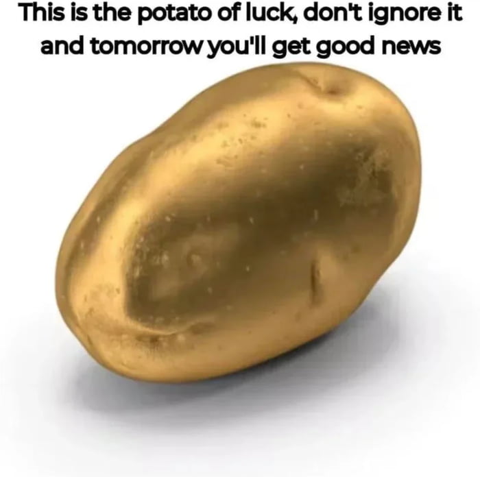 This is the potato of luck dont ignore it and tomorrow youll get good news