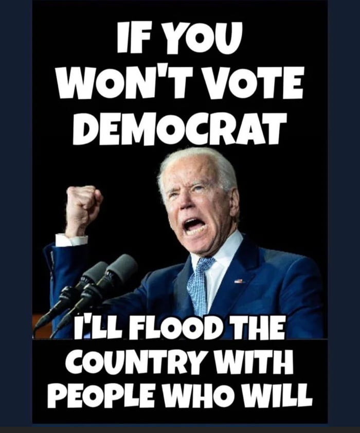IF YOU WONT VOTE DEMOCRAT ILL FLOOD THE COUNTRY WITH PEOPLE WHO WILL