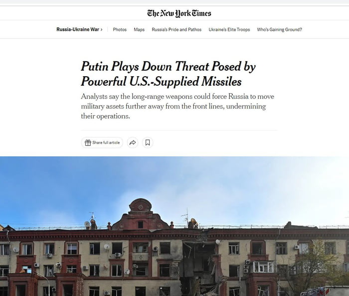 e forkEimes Putin Plays Down Threat Posed by Powerful US Supplied Missiles