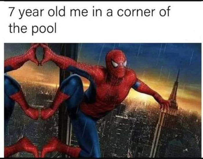 7 year old me in a corner of the pool