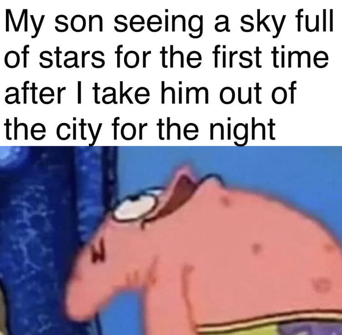 My son seeing a sky full of stars for the first time after take him out of the city for the night