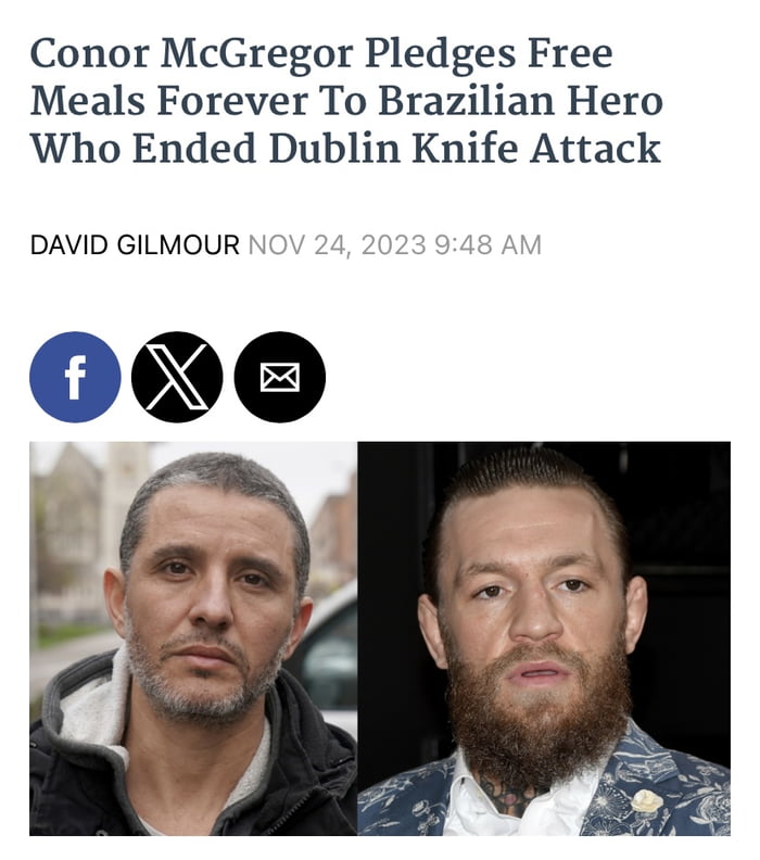 Conor McGregor Pledges Free Meals Forever To Brazilian Hero Who Ended Dublin Knife Attack DAVID GILMOUR oo