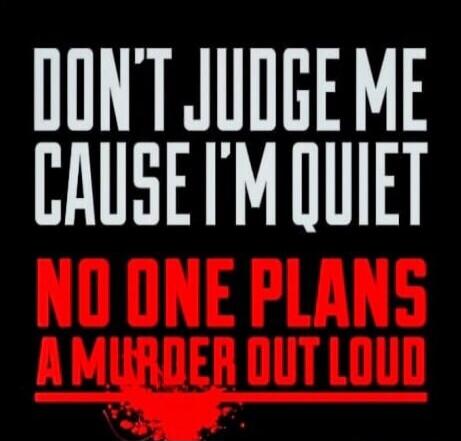DON'T JUDGE ME CAUSE I'M QUIET NO ONE PLANS A MURDER OUT LOUD