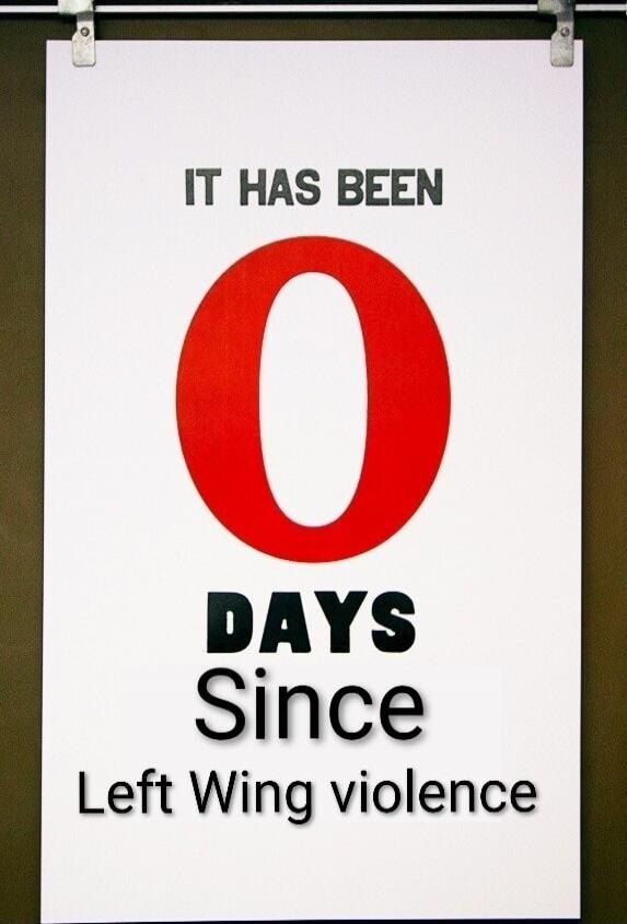 IT HAS BEEN 0 DAYS Since Left Wing violence