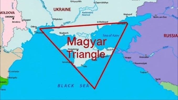 MOLDOVA CHISINAU Bender Tiraspol Odesa Mykolaiv Skadovsk Yevpatoria Sevastopol Yalta Kerch Melitopol Mariupol Rostov-on-Don Anapa Krasnodar Novorossiysk Tuapse Sochi Constanta Mangalia Varna UKRAINE RUSSIA Sea of Azov BLACK SEA Magyar Triangle Kakhovske Reservoir Dnieper Kuban
