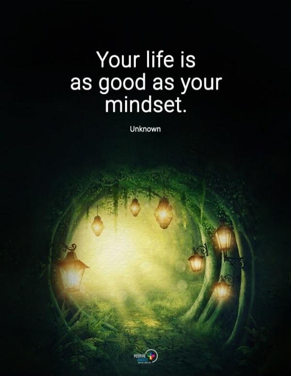 Your life is as good as your mindset. Unknown