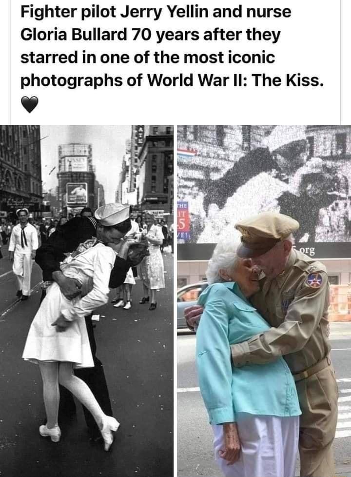 Fighter pilot Jerry Yellin and nurse Gloria Bullard 70 years after they starred in one of the most iconic photographs of World War II The Kiss
